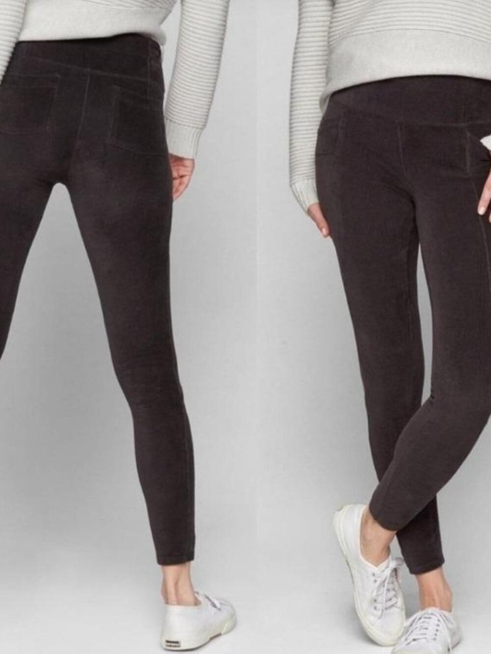 Athleta Cord High Waisted Metro Leggings, black large velvet velour